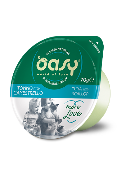 Oasy Gatto More Love Tonno con Canestrello 70g Cup Oasy Gatto More Love Tonno con Canestrello 70g Cup
